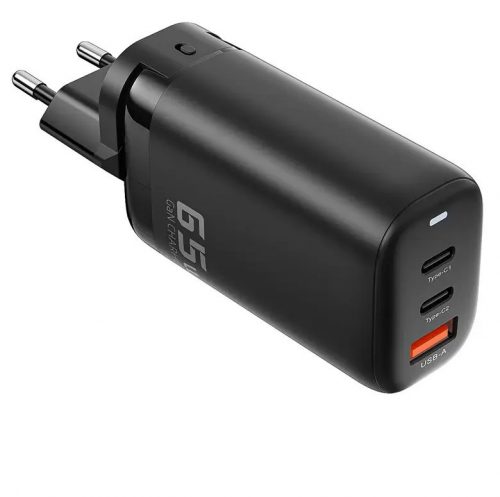 HCT 014-131 Univerzális utazó hálózati töltő USB- 2xUSB-C, 65W fekete