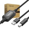 Ugreen US122 USB-A apa - USB-B apa 2.0 Nyomtató kábel - Fekete (15m), 10362