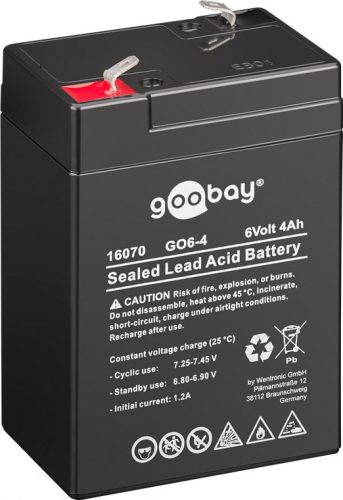 Goobay 16070 tölthető akkumulátor, 6V, 4000 mAh