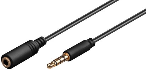 Goobay 62480 AUX aljzat audio hosszabbító 3.5 mm, 4 pin 3m, fekete