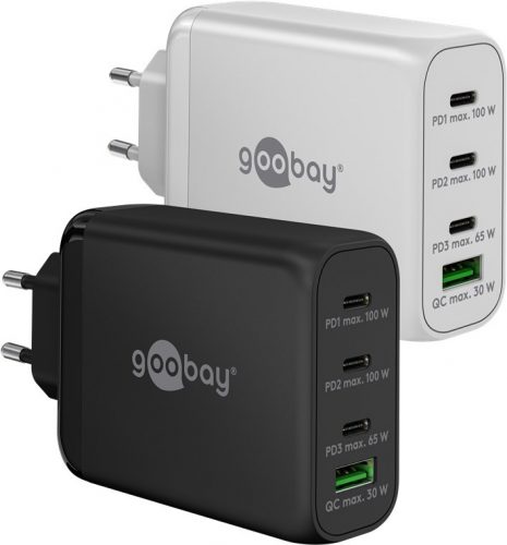 Goobay 65556 3x USB-C / USB-A Hálózati töltő - Fehér (100W)