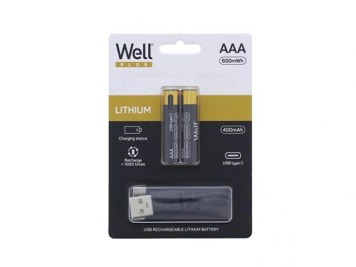 Well ACCU-10440/40C-BL2-WL AAA USB-C Micro-Akku 600mWh 2-USB-C® akku Lítiumion 400 mAh 1.5 V (2 db/csomag)