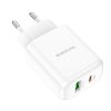 Borofone BN4 töltő - USB + USB C, QC 3.0, PD 2.0, 20W USB-C kábellel fehér