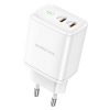 Borofone BN9 hálózati töltő 2xUSB-C QC3.0 PD 35W, fehér