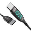 BlitzWolf BW-TC23 Type-C-USB-C kábel extra erős bevonattal led kijelző, 0.9m, 100W/5A