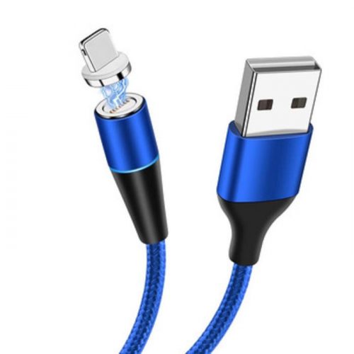 HCT C-3A Lightning kék USB- Lightning mágneses kábel, 1,m, 3A