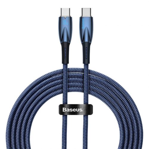 Baseus CADH000803 Glimmer Series USB-C apa - USB-C apa Adat és töltőkábel - Kék (2m)