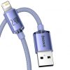 Baseus CAJY000005 Crystal Shine Series Fast Charging Data Cable USB-A apa 2.0 - Lightning apa Adat és töltőkábel - Lila (1.2m)