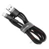 Baseus Cafule nylon fonott USB/Lightning kábel QC3.0 2.4A, 1m, szürke CALKLF-BG1