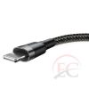 Baseus Cafule nylon fonott USB/Lightning kábel QC3.0 2.4A, 1m, szürke CALKLF-BG1