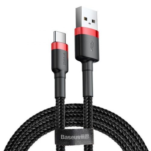 Baseus Cafule CATKLF-B91 USB-C adat- és töltőkábel, 3.0 gyorstöltés, 3A, 1m, fekete-piros