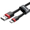 Baseus Cafule CATKLF-B91 USB-C adat- és töltőkábel, 3.0 gyorstöltés, 3A, 1m, fekete-piros