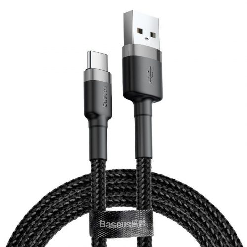 Baseus Cafule USB-C kábel 3A 1 m, fekete-szürke (CATKLF-BG1)