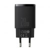 Baseus CCXJ-B01 Compact hálózati töltő USB Type-C / USB-A 20W 3A QC3.0 - Fekete