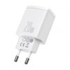 Baseus CCXJ-B02 Compact hálózati töltő USB Type-C / USB-A 20W 3A QC3.0 – Fehér