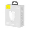 Baseus CCXJ-B02 Compact hálózati töltő USB Type-C / USB-A 20W 3A QC3.0 – Fehér