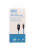 Well Cable-USB/USBC-1BE03-WL C-típusú gyorstöltő kábel 3 A, 1m