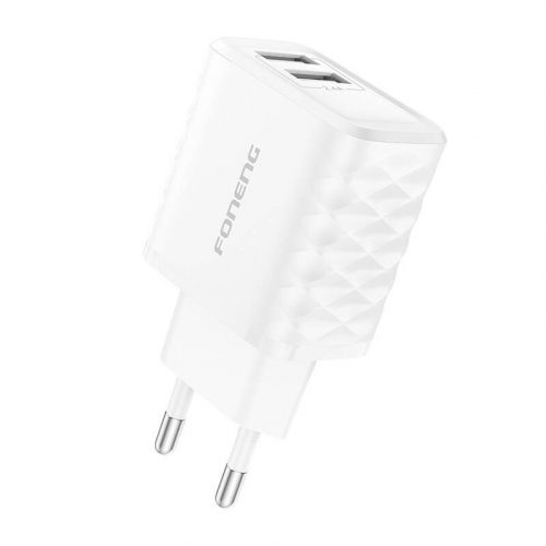 Foneng EU53 2xUSB Hálózati adapter 2,4A, fehér