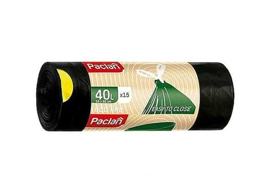 PACLAN ECOLINE ZÁRSZALAGOS SZEMETESZSÁK 40L (15DB/TEKERCS) 55CMX60CM  ÚJRAHSZNOSÍTOTT ANYAGBÓL KÉSZÜLT!