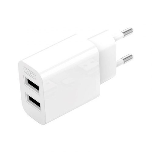 XO L109 fali töltő fehér 2 x USB 12W, 2,4A, USB-C kábel, fehér