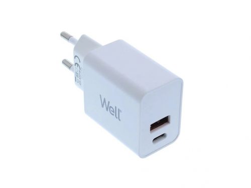 Well PSUP-USB-WPQ3001WE-WL 1xUSB-A QC3.0 1xUSB-C PD Hálózati töltő – Fehér (30W)