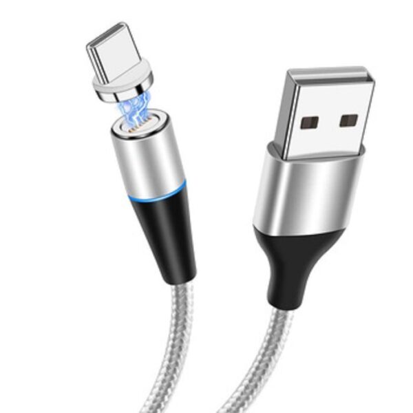 HCT USB- USB-C mágneses kábel, 1,m, 3A, ezüst