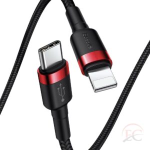 Baseus CATLKLF-91 Cafule Lightning/USB-C kábel 1m 18W – fekete-piros