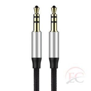 Baseus Yiven audio kábel mini jack 3,5 mm AUX, 1m, fekete/ezüst (CAM30-BS1)