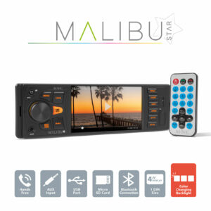 Multimédiás fejegység "Malibu Star" – 1 DIN – 4 x 50 W – BT – MP3 – AUX – SD – U