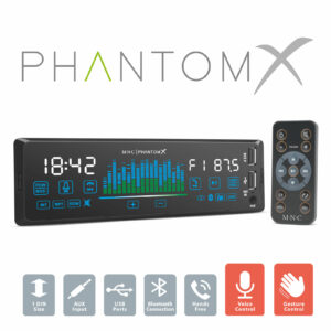 Fejegység "PhantomX" – 1 DIN – 4 x 50 W – gesztusverzélés – BT – MP3 – AUX – USB