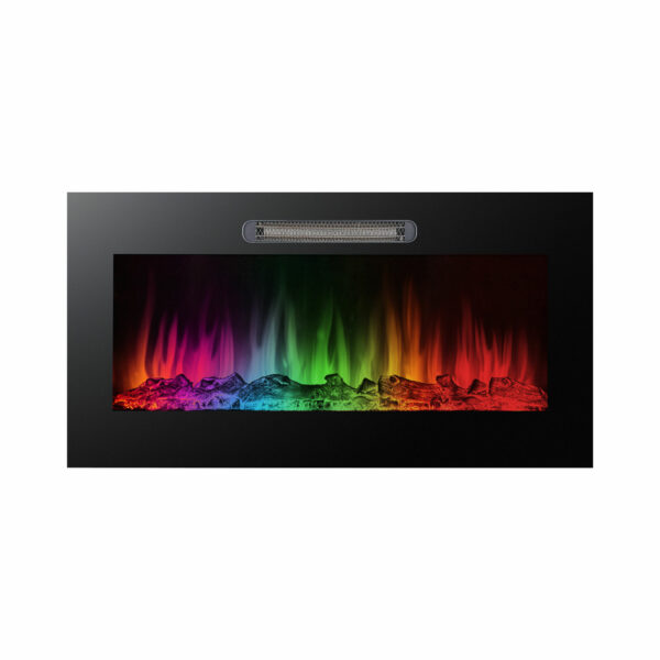 Bewello BW2024 Elektromos beépíthető kandalló – hősugárzó + RGB LED – 91 x 15 x